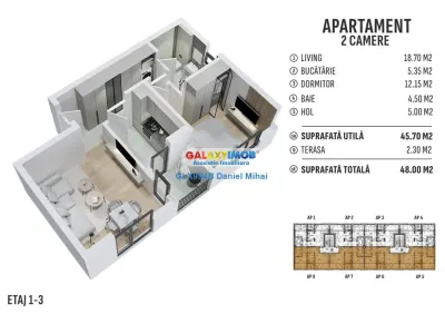Apartament 2 cam-Bucatarie inchisa-Incalzire pardoseala-Prel. Ghencea - foto 20