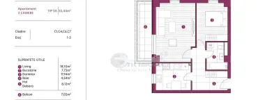 Apartament 2 camere, 55.44 mp, Comision 0% - Iasi
