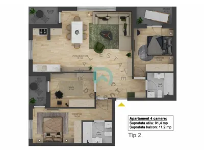 Apartament nou cu 4 camere - 91,4 mp utili - Doamna Stanca, Selimbar - foto 19
