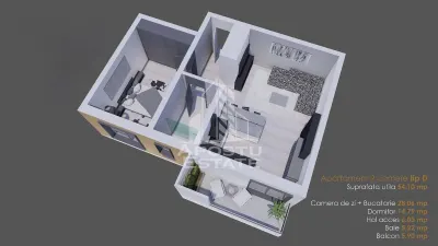 Apartament cu 2 camere 54 mp utili la parter finalizat la asfalt Giroc - foto 11