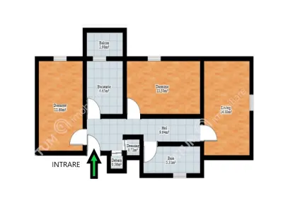 De inchiriat apartament cu 3 camere decomandate si balcon in zona Vasile Aaron din Sibiu - foto 10