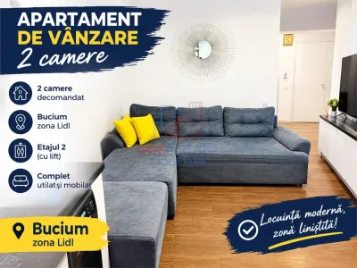Apartament cu 2 camere, intabulat, etaj 2, in Bucium - Iasi